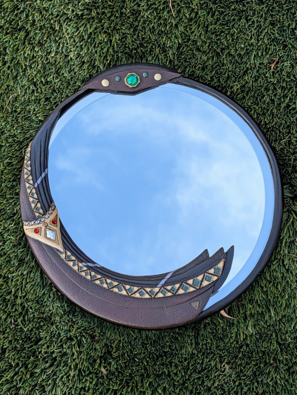 Vintage 1999 Mahogany Princess Round Wall Mirror – Enesco Parastone / Russo